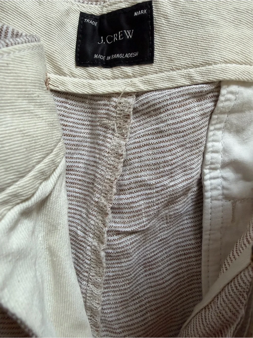 J. Crew Men's 100% Linen Light Beige Flat Front Shorts
